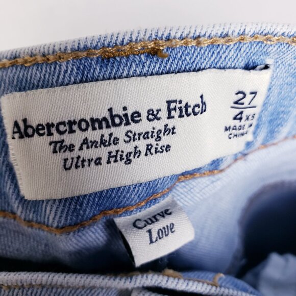 A & F Ultra High Rise Ankle Straight Jean Curve Love Light Wash size 27 XShort - Picture 5 of 11